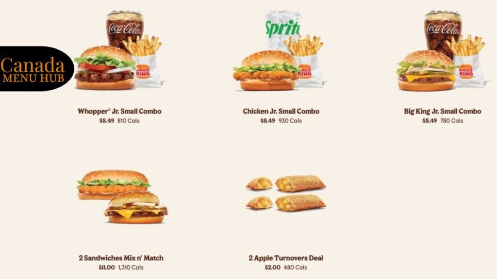 Burger King Whopper & Burger Combos Canada Prices 2026 (1)