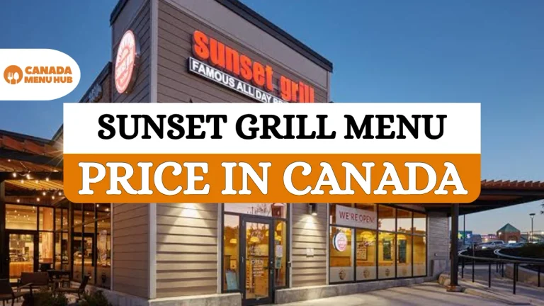 Sunset Grill Menu Price Canada