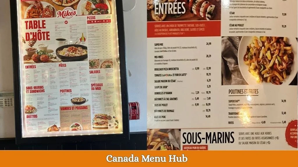Toujours Menu Prices in Canada